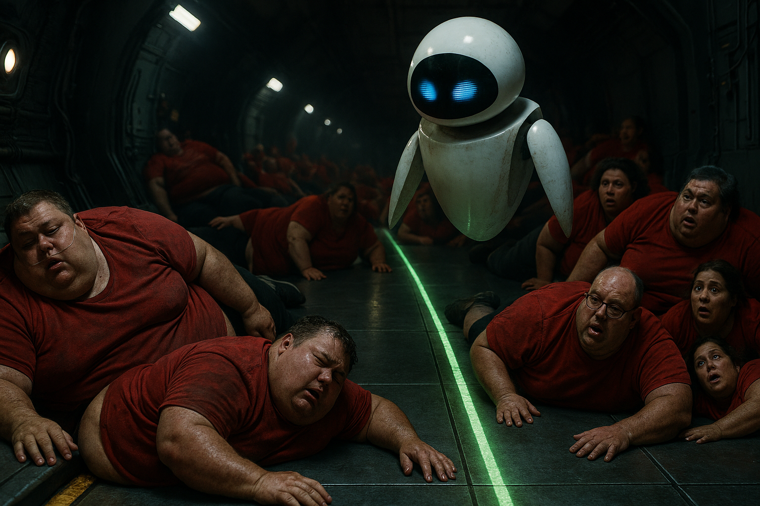 IA - copie réaliste des gens qui glissent dans le vaisseau de Wall-E