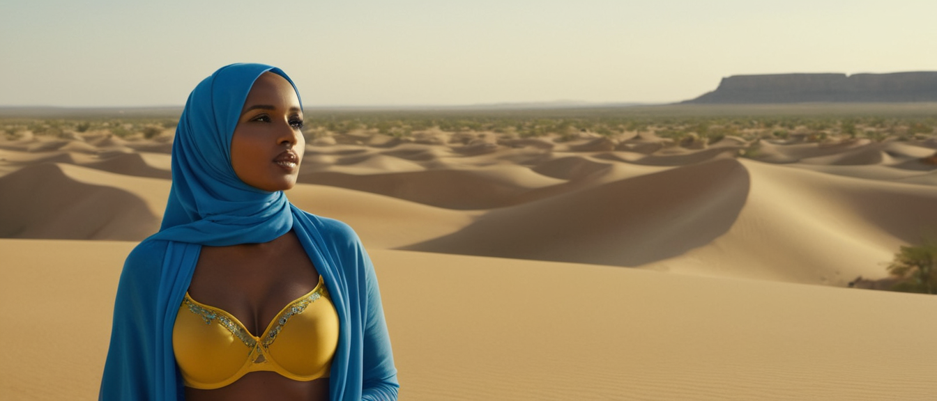 Une fille en soutien-gorge jaune